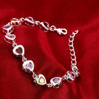Elegant Crystal Charm Bracelet 925 Sterling Silver Cute Trendy Women Gift