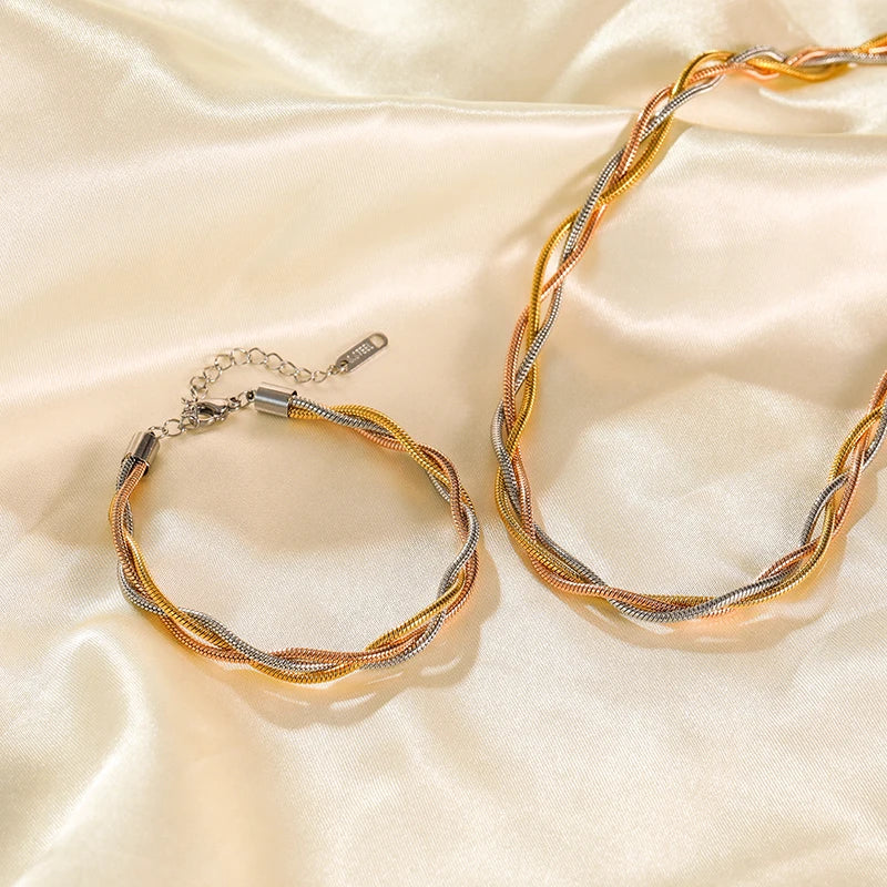 Gold Colour Stainless Steel Link Chain Bracelet Non-Fading Jewellery