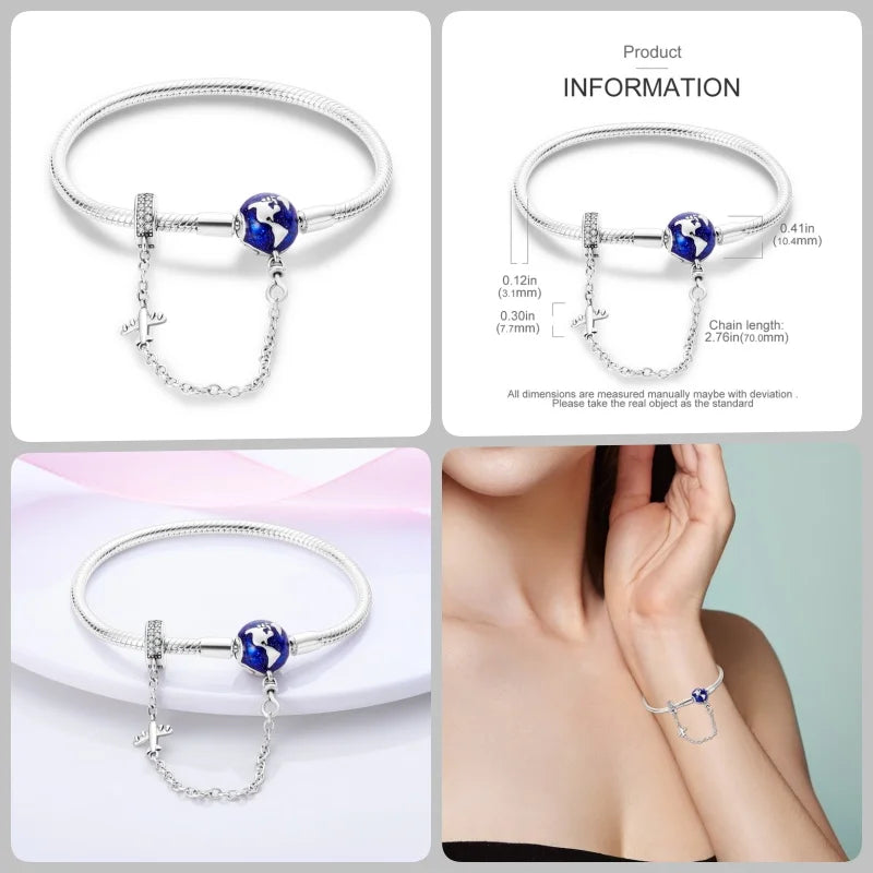 925 Silver 17-20CM Heart Pave Zirconia Original Bracelets Infinity Bracelet Fit DIY Charms Bead Birthday Jewelry Gifts Hot Sale