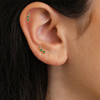 14K Gold Plated Stainless Steel Small Stud Earrings Mini Zircon