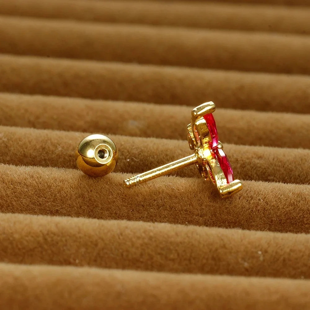 12 Styles Crystal Zircon Mini Fruit Stud Earrings Stainless Steel