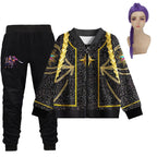 Girls Kpop Demon Hunters Rumi Cosplay Costume Coat & Pants 2PC Halloween Suit