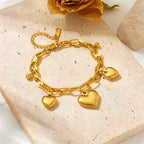 Golden Sun Moon Starfish Stainless Steel Bracelet Handmade Wrist Chain