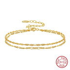 ORSA JEWELS 925 Sterling Silver Women's Bracelet Double Layer Water Ware with Satellite Chain Bracelet Elegance Jewelry SB131