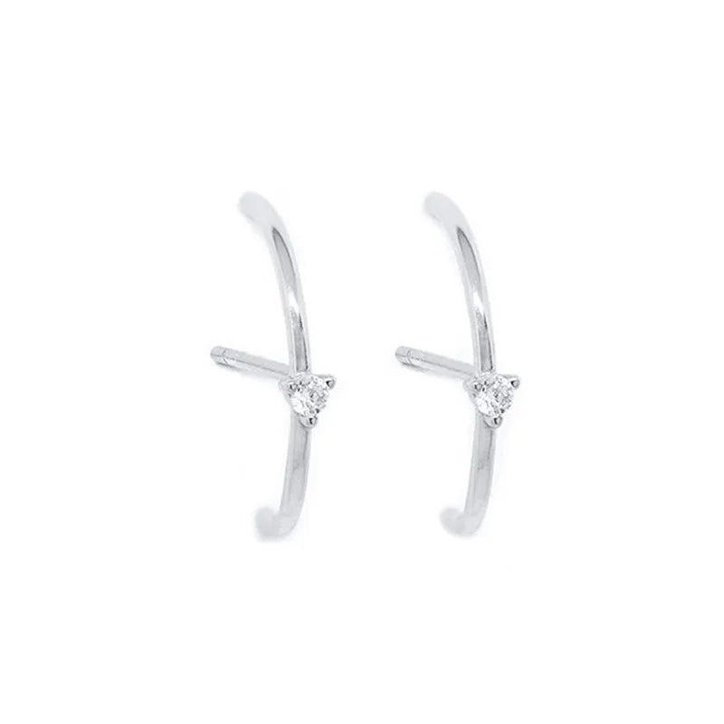 New Stainless Steel Cubic Zirconia Link Chain Ear Studs Triangle