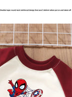 Kids Spiderman Printed O-Neck Hoodie & Pants Two Piece Boys Casual Suit