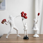 Sculpture Collection Flower Thrower Statue Pop Art Modern Balloon Girl Home Decor