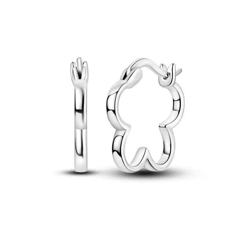 925 Sterling Silver Flower Plant Zircon Circle Hoop Earrings Jewellery Gift