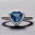 925 Sterling Silver Luxury Dark Blue Zircon Triangle Ring Fashion Classic Engagement Anniversary Gift