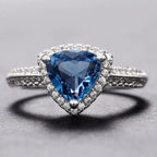 925 Sterling Silver Luxury Dark Blue Zircon Triangle Ring Fashion Classic Engagement Anniversary Gift