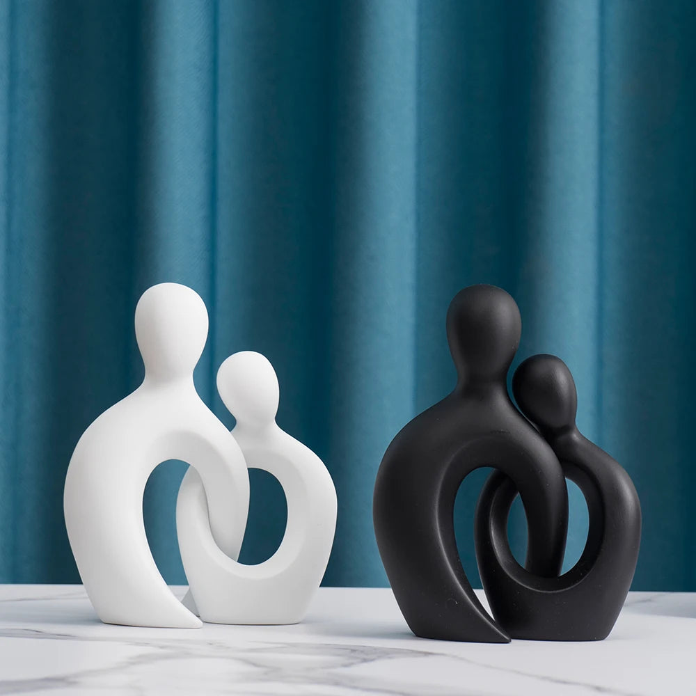 Resin Abstract Figurines Anniversary Couple Statue Lovers Figure Sculptures Shelf Pop