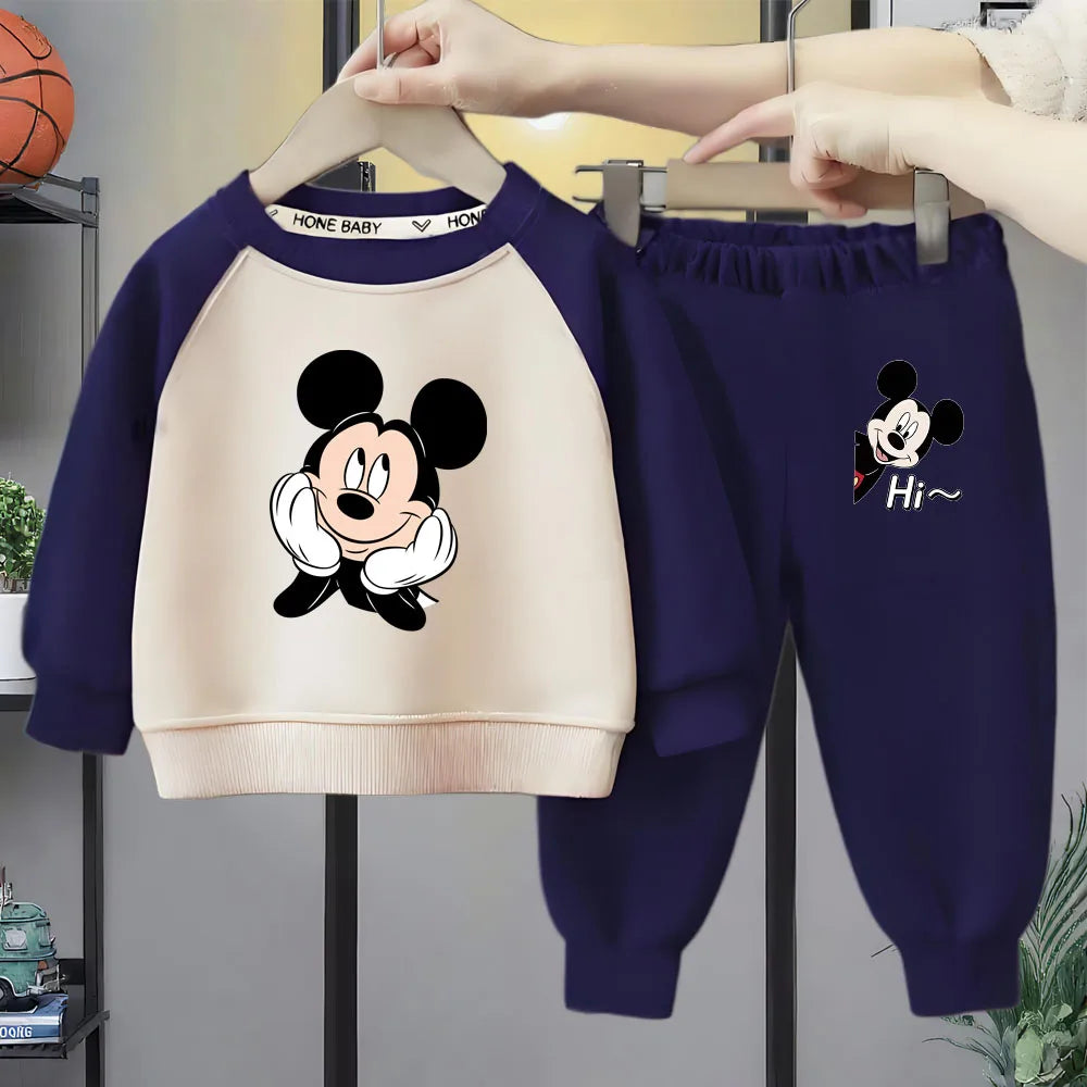 Boys O-Neck Spliced Long Sleeve Hoodie and Joggers 2-Piece Casual Tracksuit