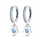 925 Sterling Silver Star Moon Sun Tassel Versatile Hoop Earrings Fine Gift