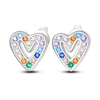 925 Sterling Silver Romantic Pink Love Heart Stud Earrings Birthday Gift