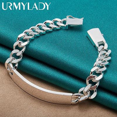 10mm Men's Geometric Chain Bracelet 925 Sterling Silver Noble Fashion Gift