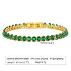 Charms Tennis Bracelet for Women, Cubic Zirconia Chain Bracelet Adjustable,Stainless Steel Miami Link CZ Bangle Gift