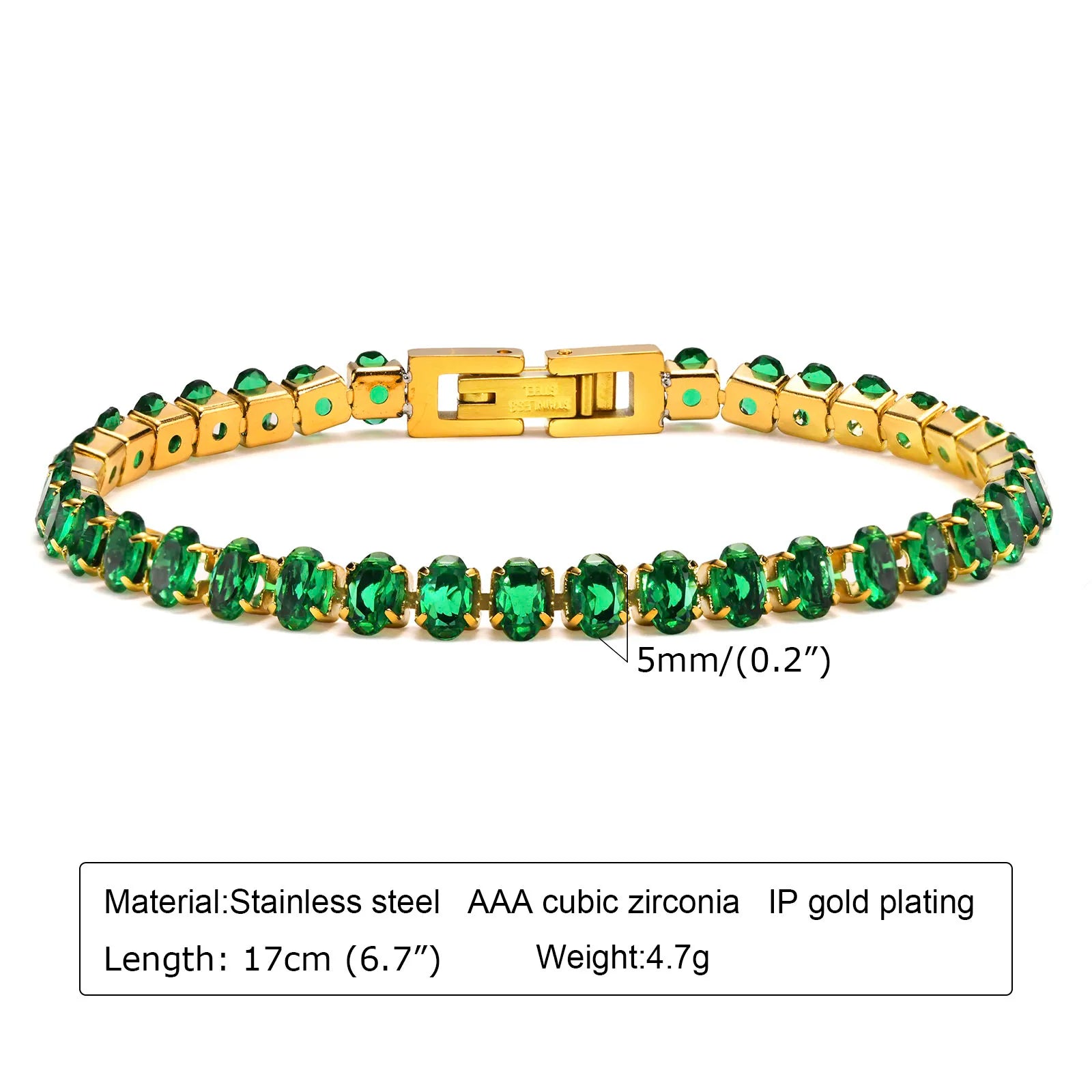 Charms Tennis Bracelet for Women, Cubic Zirconia Chain Bracelet Adjustable,Stainless Steel Miami Link CZ Bangle Gift