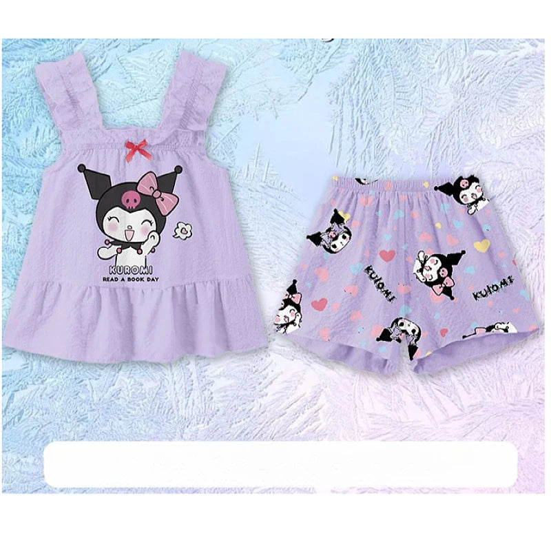 Sanrio Kuromi and Cinnamoroll Boys and Girls Summer Pyjamas Set Home Wear