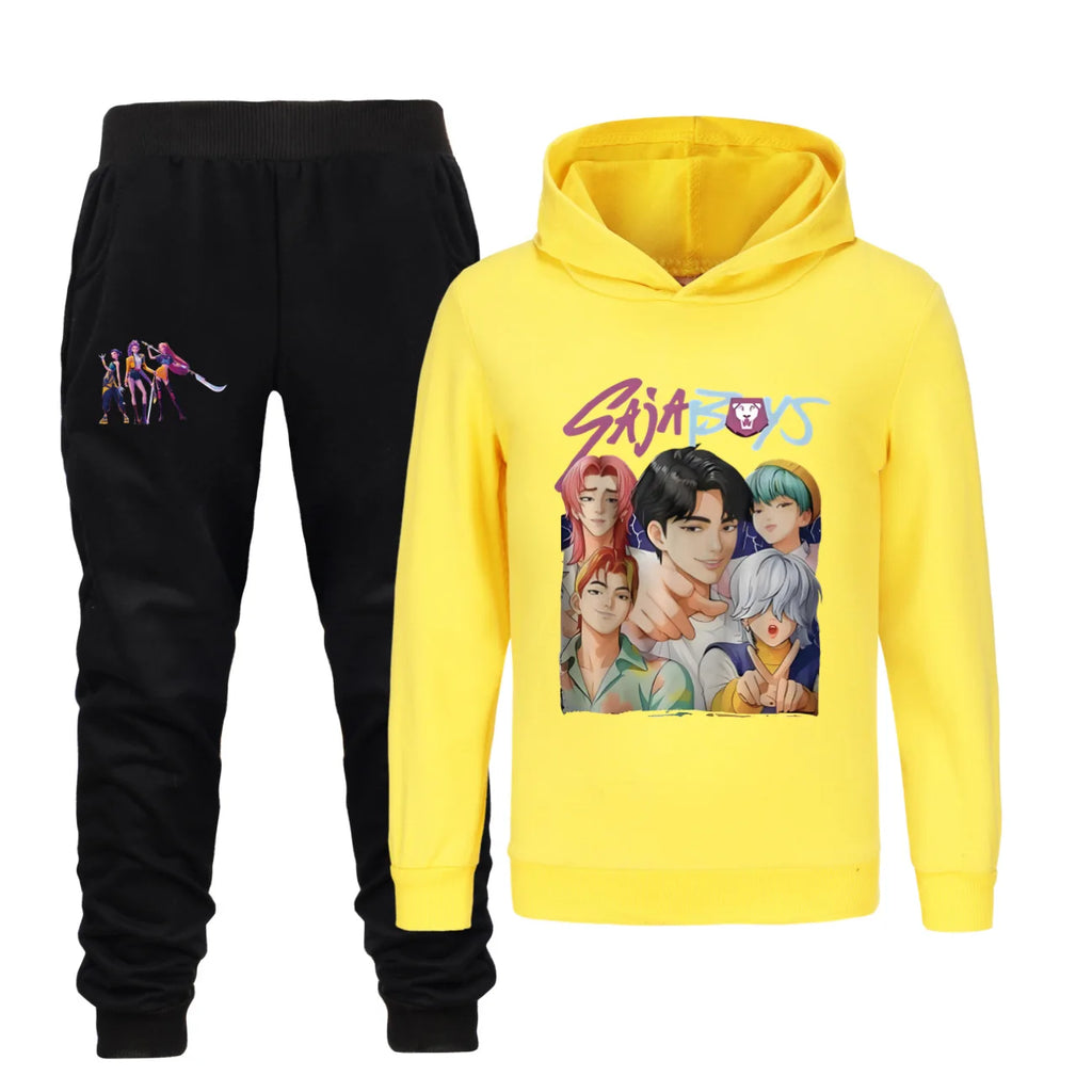Spring Kids Kpop Demon Hunters Hoodie & Pants Set Rumi Mira Zoey Tracksuit