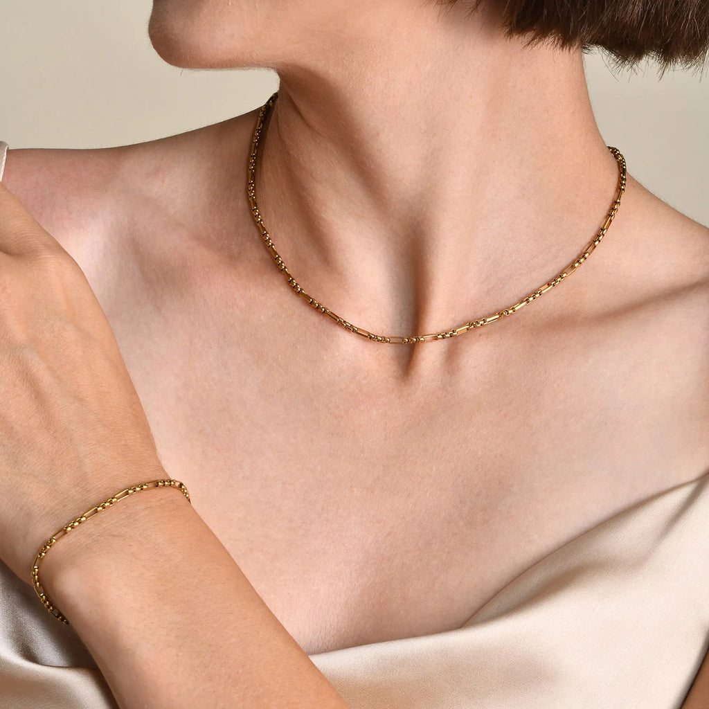 Handmade Clavicle Chain Bracelet for Women, Chic Stainless Steel Link Waterproof Jewelry