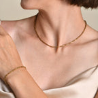 Handmade Clavicle Chain Bracelet for Women, Chic Stainless Steel Link Waterproof Jewelry