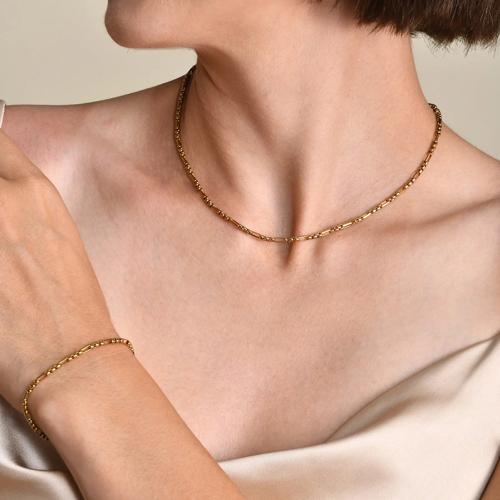 Handmade Clavicle Chain Bracelet for Women, Chic Stainless Steel Link Waterproof Jewelry