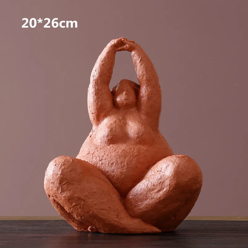 Abstract Fat Lady Statues Dreaming Yoga Women Figure Home Interior Decor Shelf