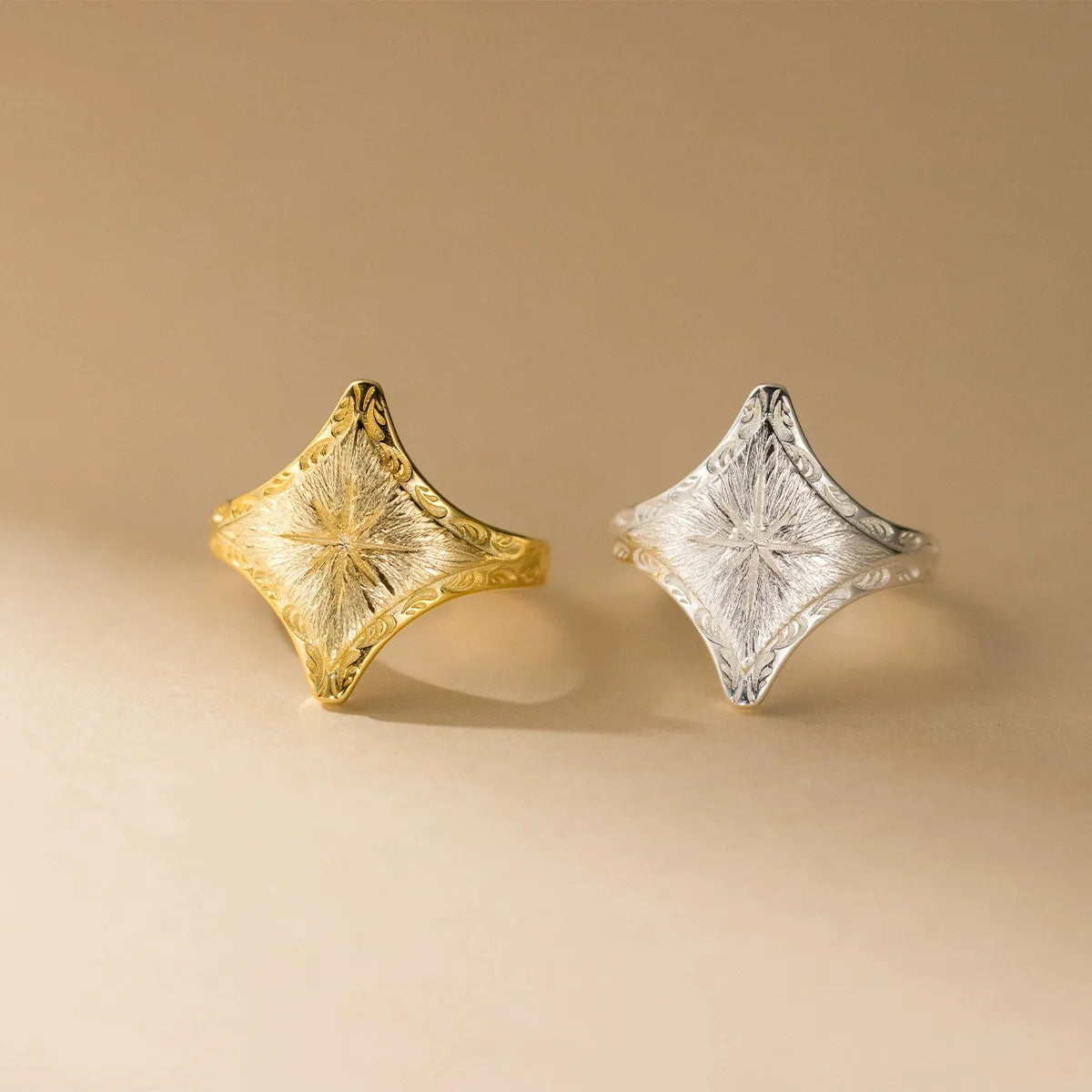 925 Sterling Silver Sanding Star Adjustable Rings For Women Dating Ring Wedding Elegant Jewelry Ladies Accessories Jewellery