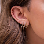 New Stainless Steel Cubic Zirconia Chain Hoop Earring Star Moon