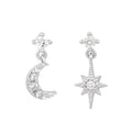 New Stainless Steel Zirconia Chain Hoop Earring Blue Star Moon Square