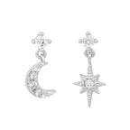 New Stainless Steel Zirconia Chain Hoop Earring Blue Star Moon Square