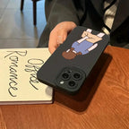 INS Cute Cartoon Couple Case for iPhone 16 15 14 13 12 Pro Max SE