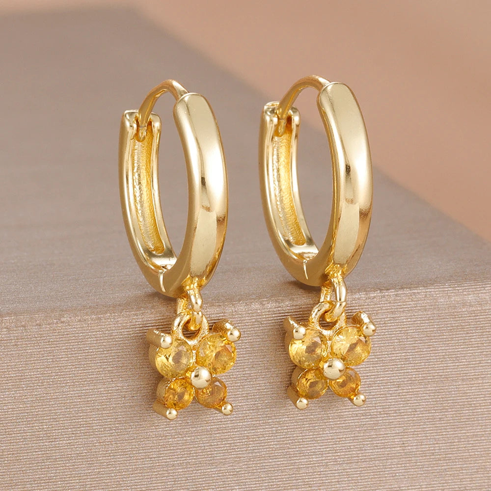 1 Pair Fashion Stainless Steel Zircon Butterfly Pendant Earrings Helix