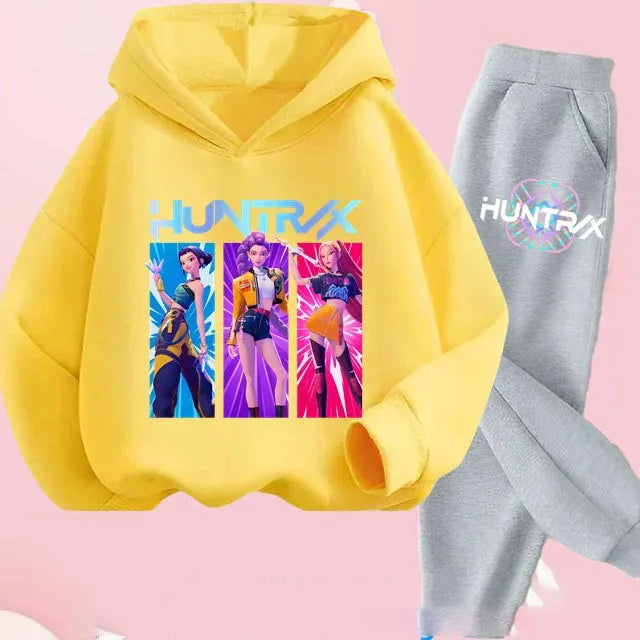 Toddler Girls Kpop Demon Hunters Fashion Hoodie & Sweatshirt Set Kids Suit