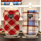 Plaid Dog Cat Vest Warm Tartan Pet Sleeveless Jacket Holiday Costume