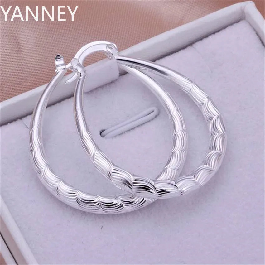 925 Sterling Silver Wedding Earrings Women Gold Color Fashion Jewellery Gift