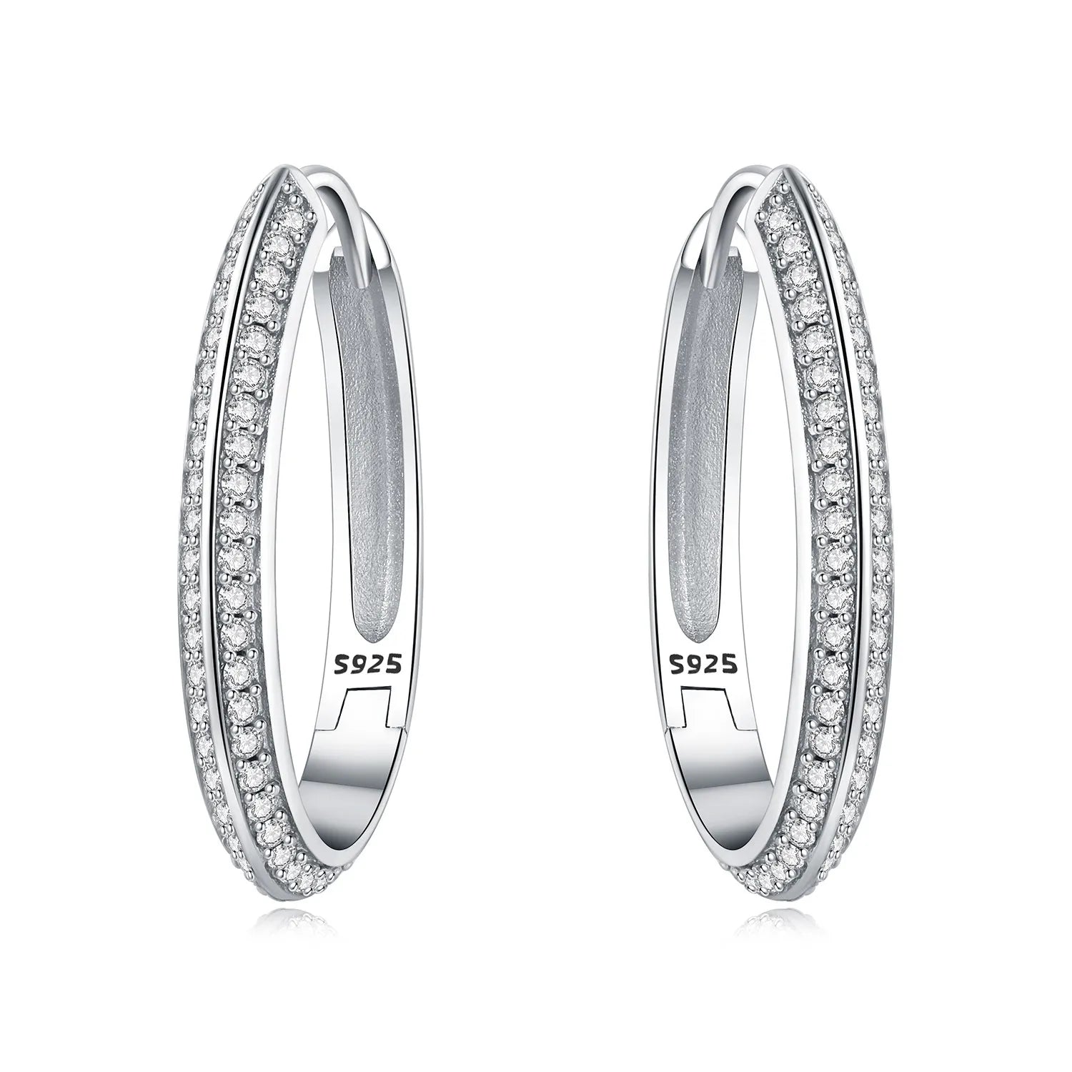 925 Sterling Silver Crystal Circular Eardrops Fashion Versatile Drop Earrings