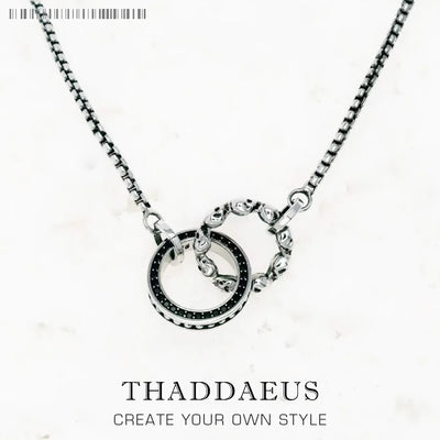 Skull Circle Black Stone Necklace 925 Sterling Silver Vintage Jewellery