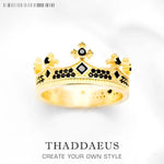 Royal Power Crown Golden Ring 925 Sterling Silver Victorian Vintage Men Women