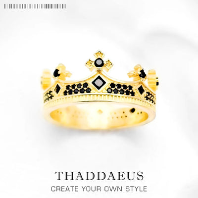 Royal Power Crown Golden Ring 925 Sterling Silver Victorian Vintage Men Women