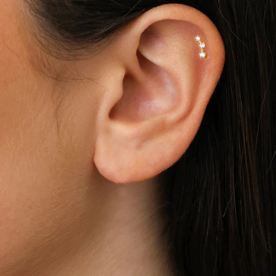 14K Gold Plated Stainless Steel Small Stud Earrings Mini Zircon