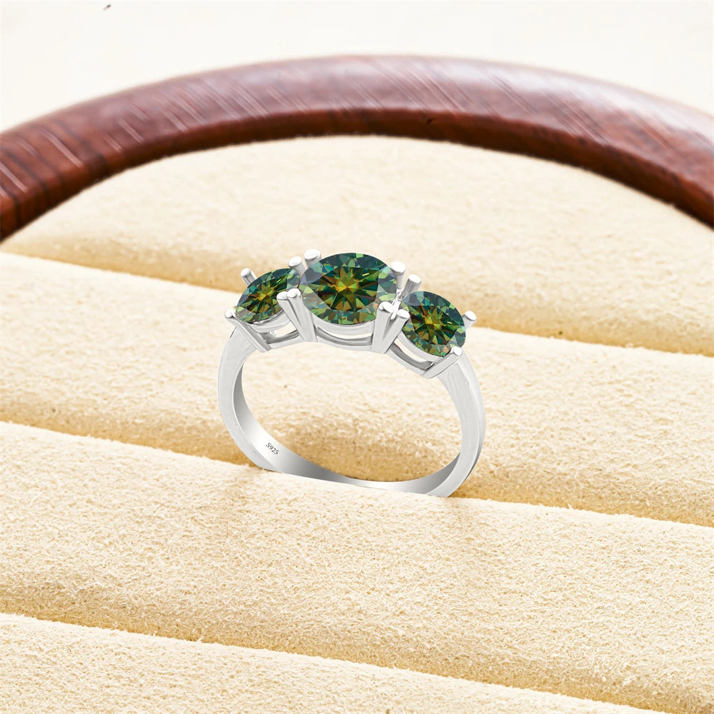 Total 4 carat moissanite ring D Color VVS1 EX Round Moissanite Ring 925 Sterling Silver Eternity Ring Women Engagement Wedding