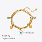 Gold Colour Multilayer Stainless Steel Charm Bracelet Men Women Bangle