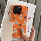 Cute Little Bear Bow Lychee Case for iPhone 17 16 15 14 Pro Max Plus