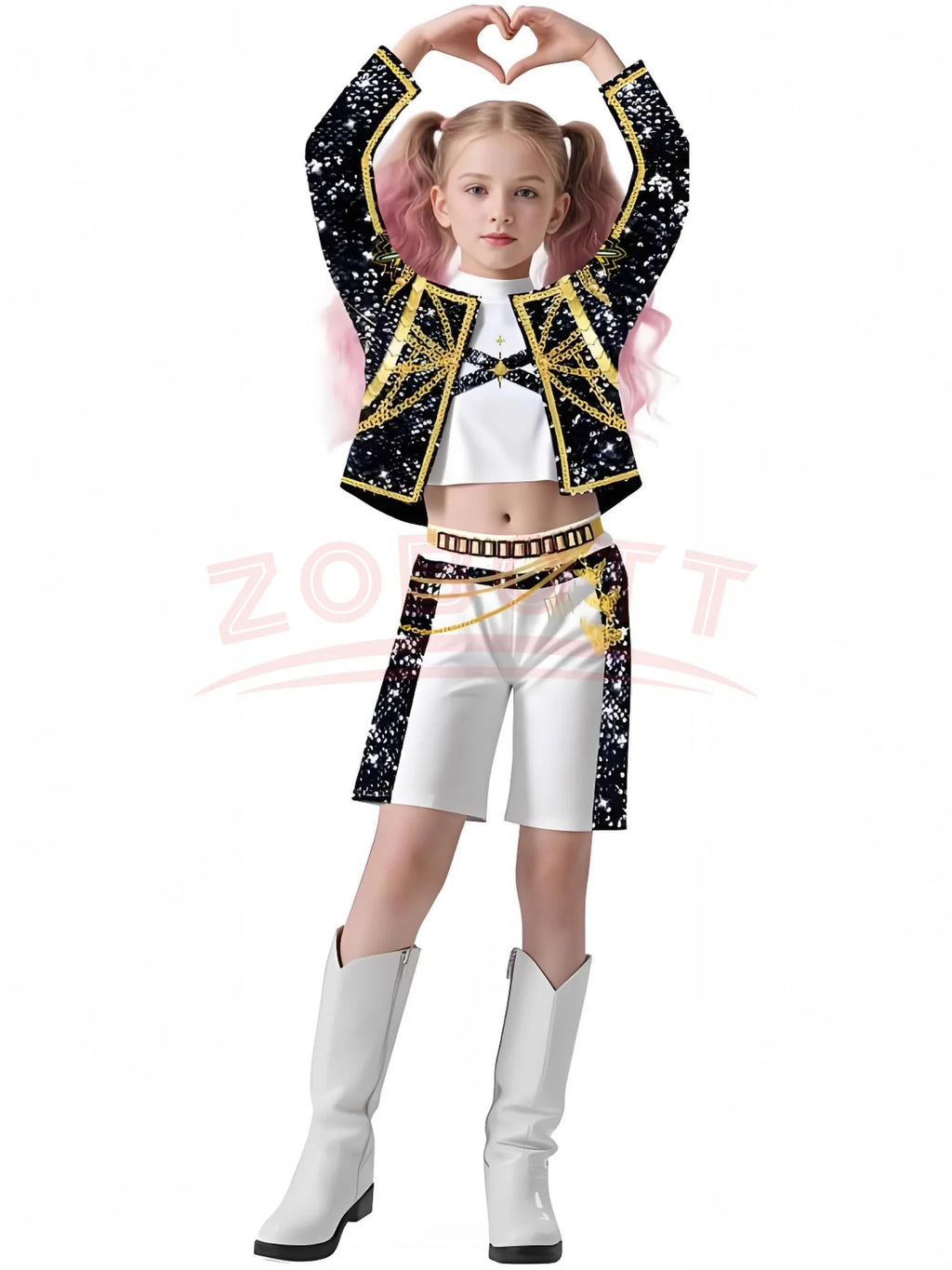 Kids Kpop Demon Hunter Cosplay Rumi Zoey Mira Suit 3D Print Costume Outfit