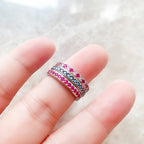 Elegant Colourful Stones Ring 925 Sterling Silver Romantic Jewellery Women