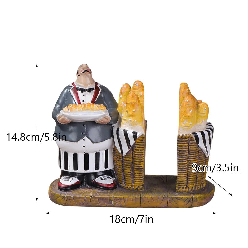 Chef Figure Collections Paper Holder Sculpture Dinner Table Kitchen Decoration