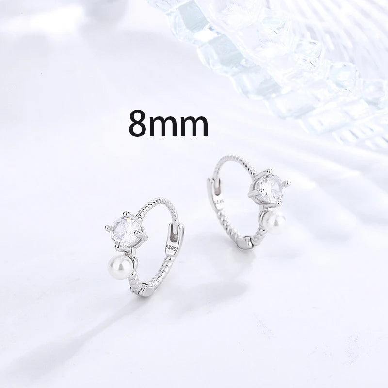 2023 New Gold Colour Pearl Zircon Small Hoop Earrings Korean 6-10mm