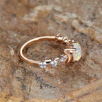 Rainbow White Fire Opal Ring Silver Rose Gold Color Small Moon Rings For Women Wedding Bands Oval Stone Engagement Ring Jewelry