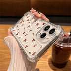 Cute Cherry Pattern Clear Case for iPhone 17 16 15 14 13 Pro Max